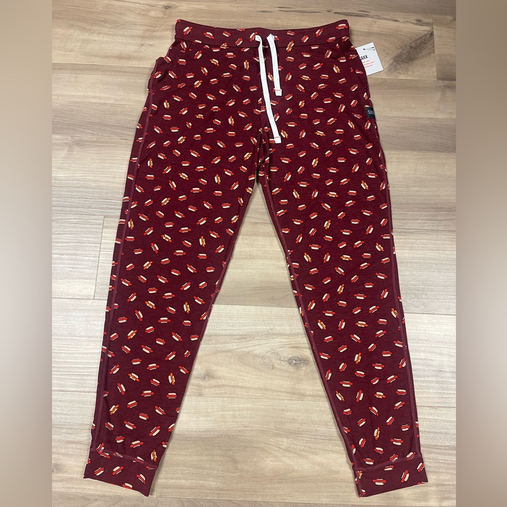 SAXX Men’s Medium Viewfinder HotDog Print Jogger Style Soft Sleep Pants